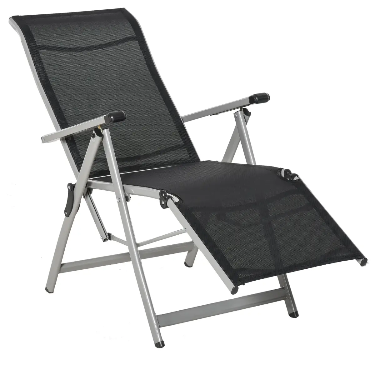2 Sun Lounger Folding Reclining Lounge Chairs 10 Back & Leg Positions by Outsunny