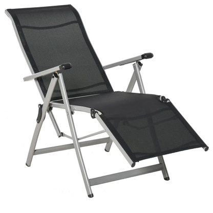 2 Sun Lounger Folding Reclining Lounge Chairs 10 Back & Leg Positions by Outsunny