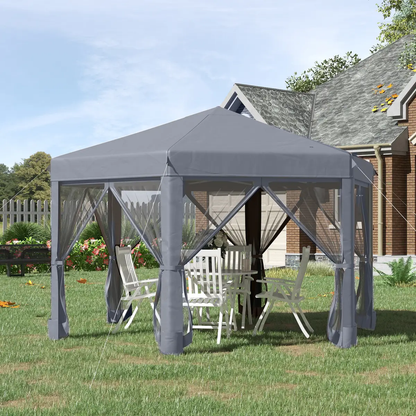3.2m Pop Up Gazebo Hexagonal Tent Sun Protection with Mesh Sidewalls, Handy Bag by Outsunny