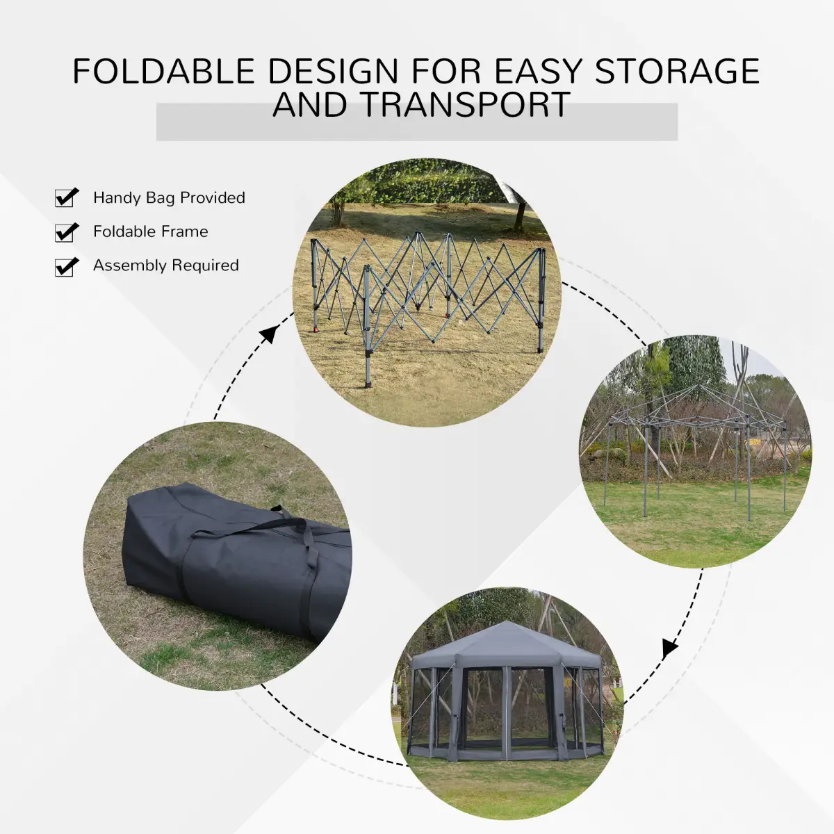 3.2m Pop Up Gazebo Hexagonal Tent Sun Protection with Mesh Sidewalls, Handy Bag by Outsunny