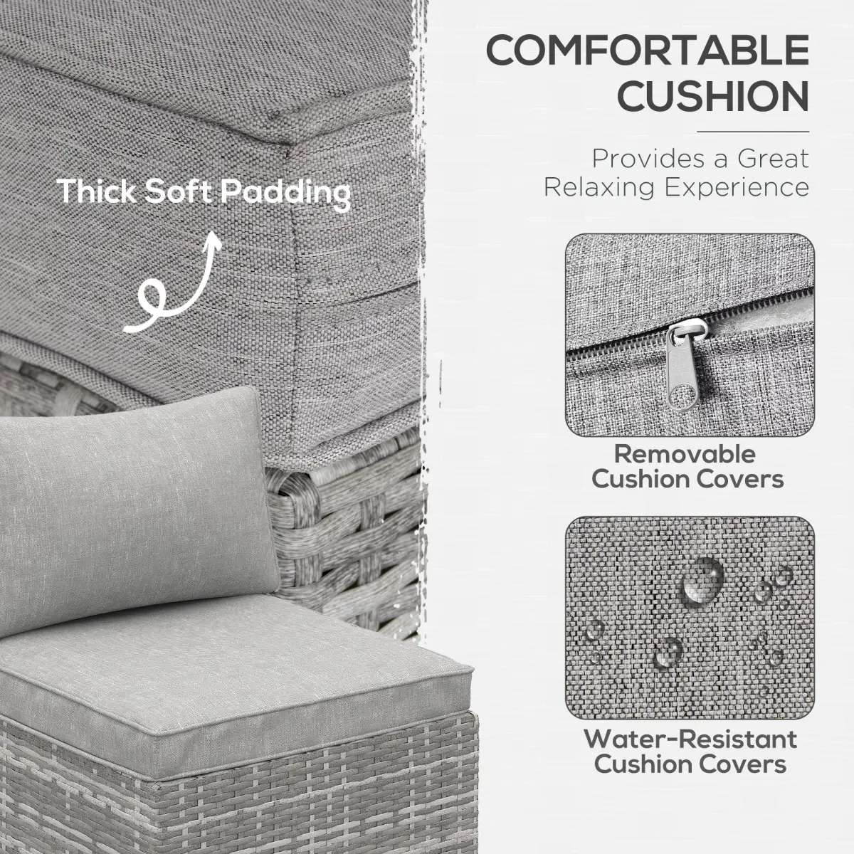 Garden Furniture Rattan Single Sofa with Cushions by Outsunny