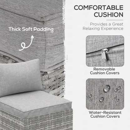 Garden Furniture Rattan Single Sofa with Cushions by Outsunny