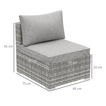 Garden Furniture Rattan Single Sofa with Cushions by Outsunny