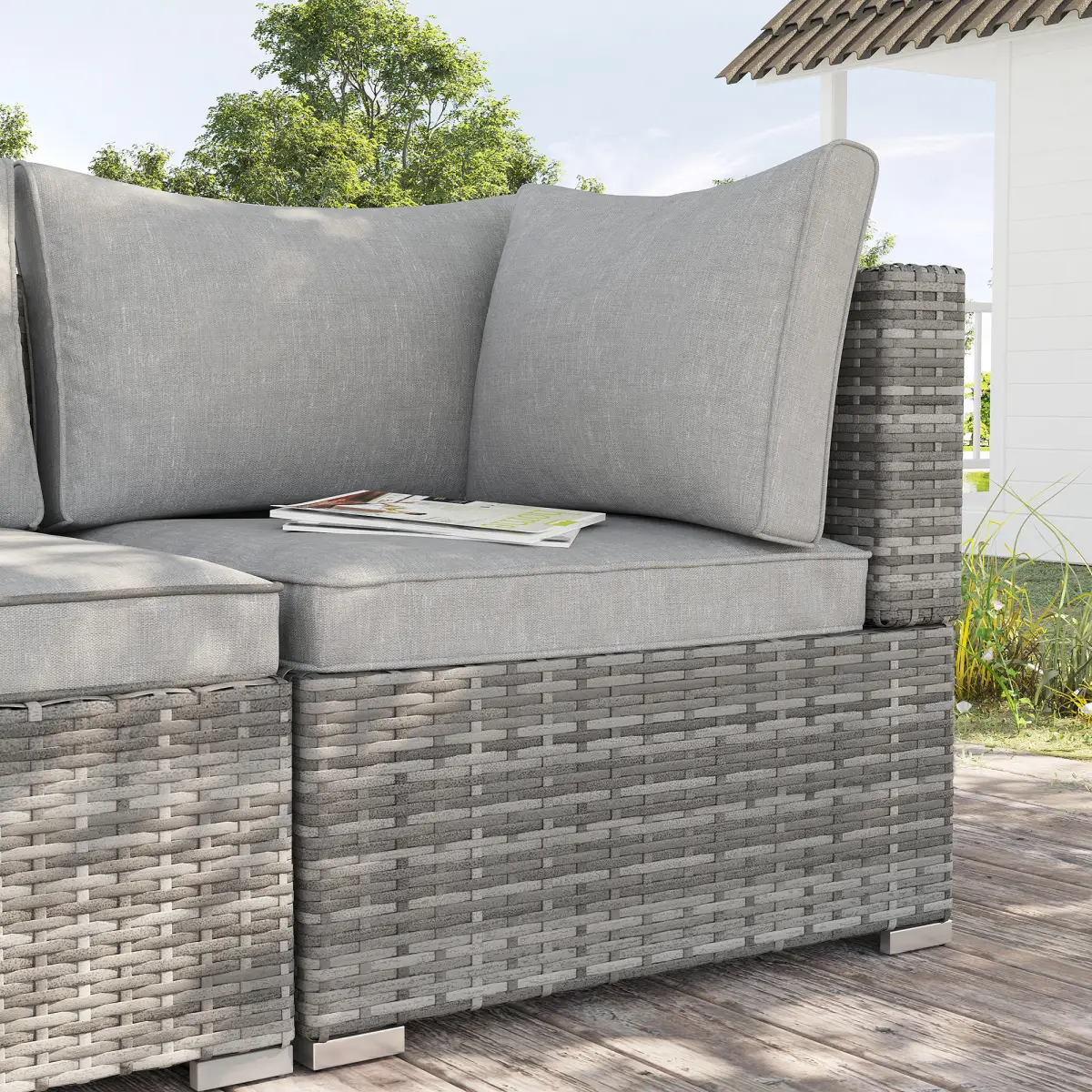PE Rattan Wicker Corner Sofa Garden Furniture Single Sofa Chair w/ Cushions by Outsunny