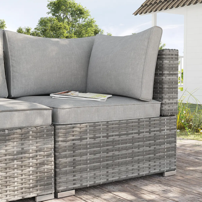 PE Rattan Wicker Corner Sofa Garden Furniture Single Sofa Chair w/ Cushions by Outsunny