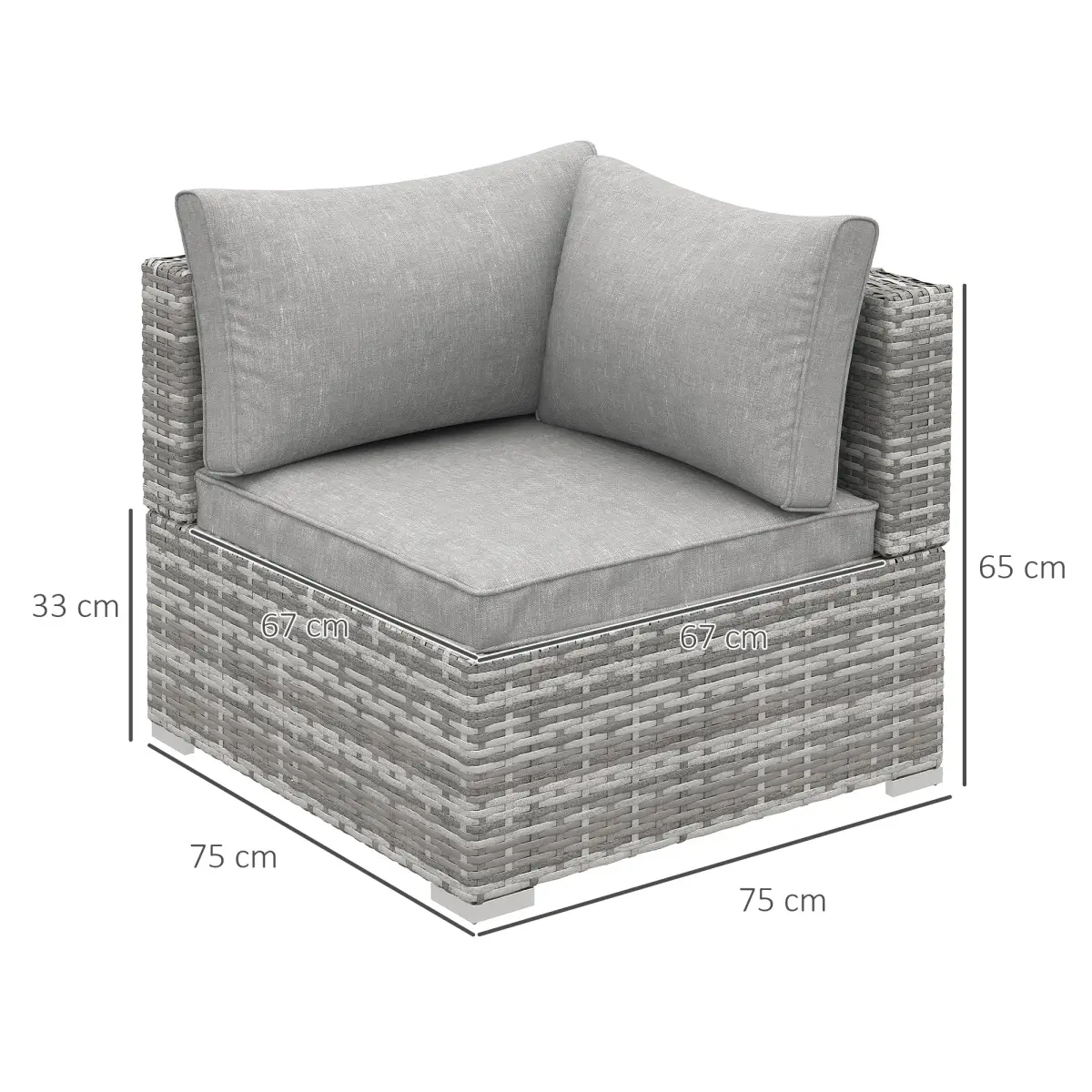 PE Rattan Wicker Corner Sofa Garden Furniture Single Sofa Chair w/ Cushions by Outsunny
