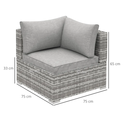 PE Rattan Wicker Corner Sofa Garden Furniture Single Sofa Chair w/ Cushions by Outsunny