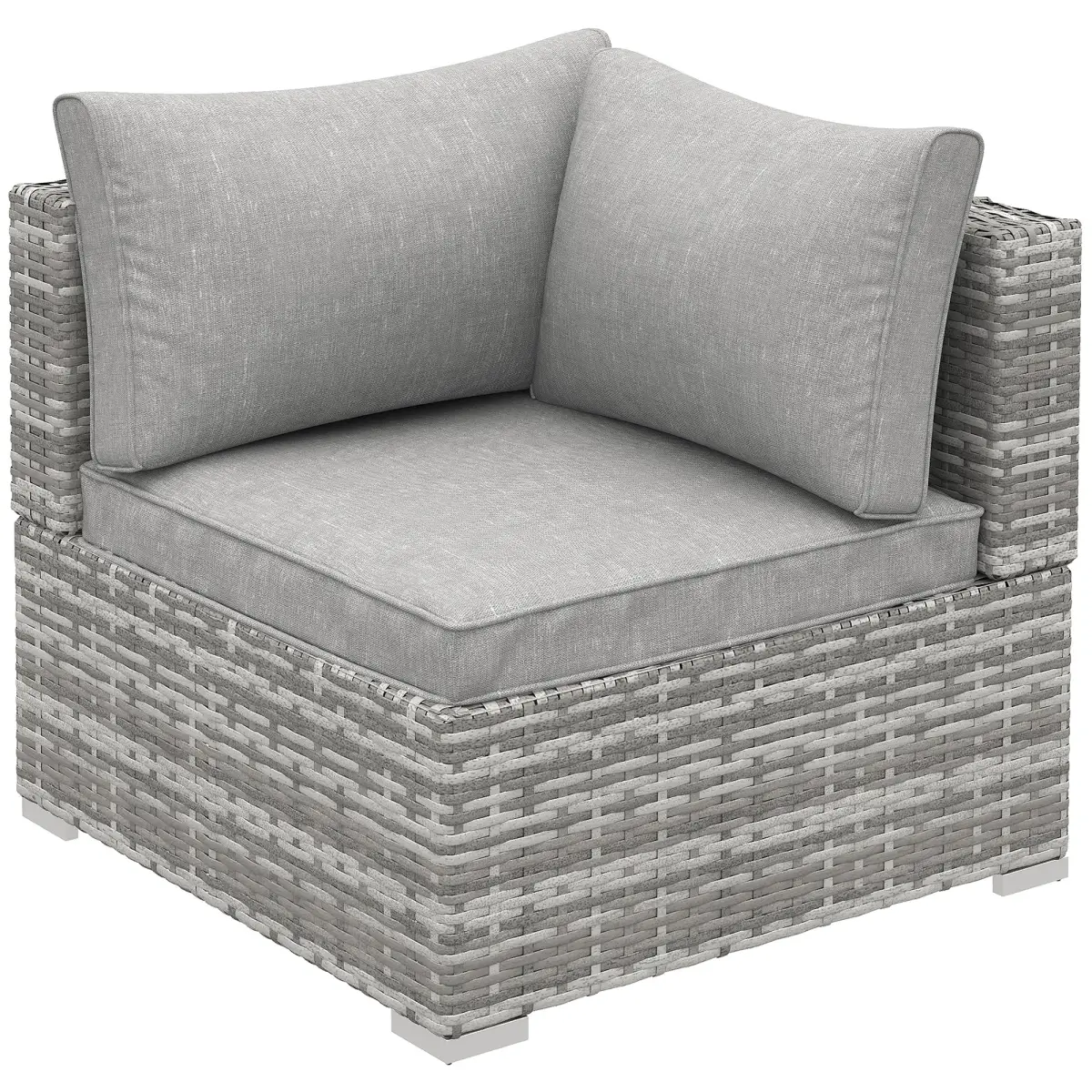 PE Rattan Wicker Corner Sofa Garden Furniture Single Sofa Chair w/ Cushions by Outsunny