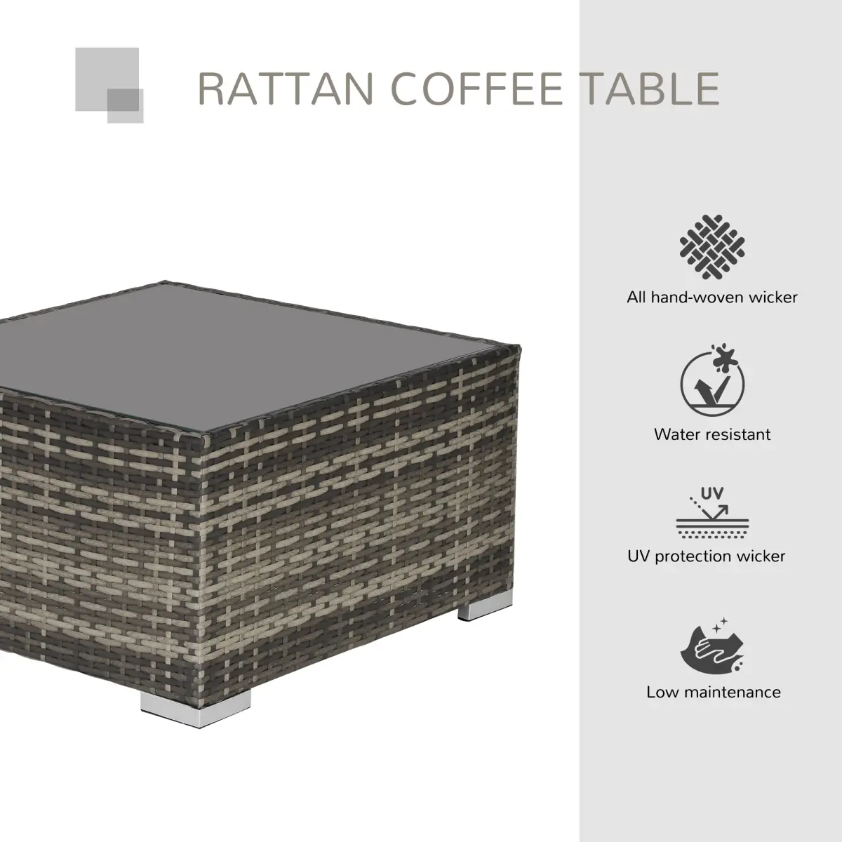 Rattan Wicker Patio Coffee Table Ready to Use Outdoor Furniture by Outsunny