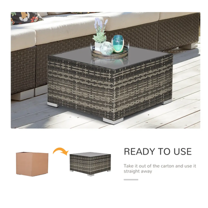 Rattan Wicker Patio Coffee Table Ready to Use Outdoor Furniture by Outsunny