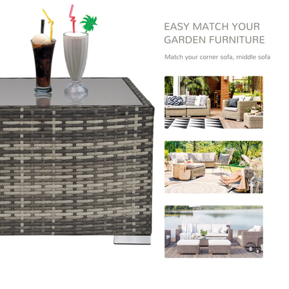 Rattan Wicker Patio Coffee Table Ready to Use Outdoor Furniture by Outsunny