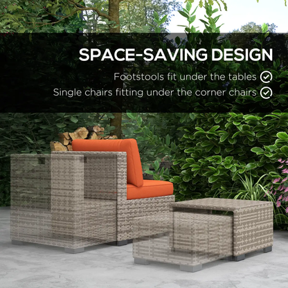 6-Seater Sofa & Coffee Table Rattan Outdoor Garden Furniture Set by Outsunny