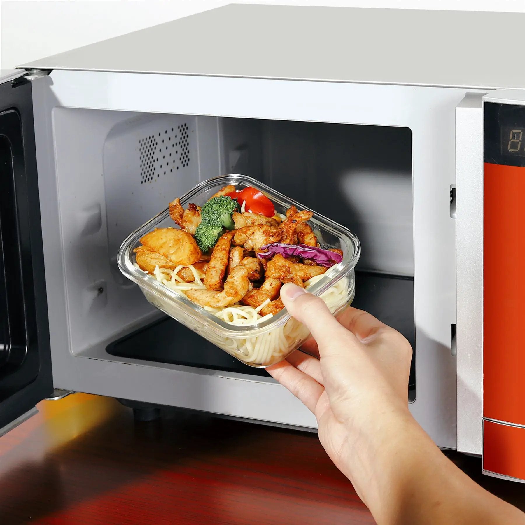 Vinsani Glass Food Storage 10-Pack Containers Rectangle Food Meal Prep Lunch Boxes with Lids Airtight Heat Resistant Leakproof Lid BPA-Free Dishwasher Microwave Oven Freezer Safe by Vinsani