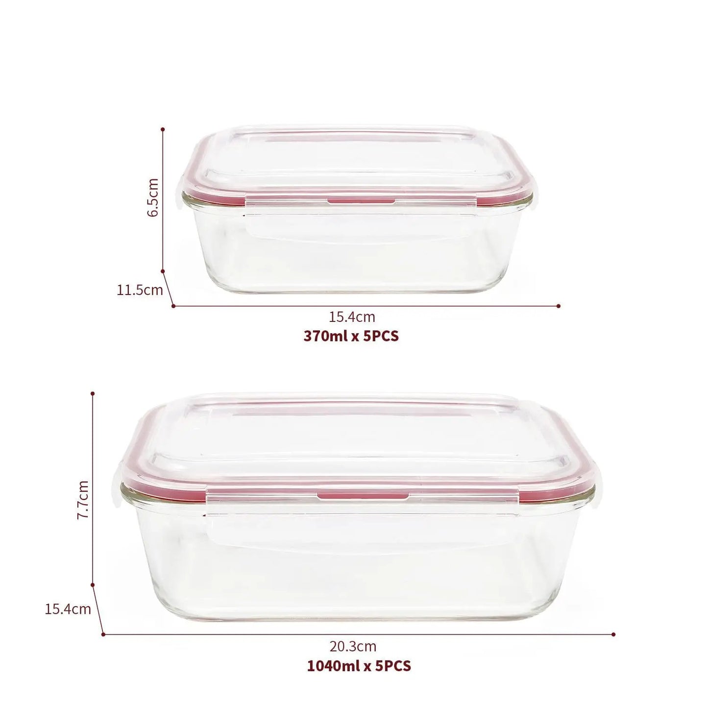 Vinsani Glass Food Storage 10-Pack Containers Rectangle Food Meal Prep Lunch Boxes with Lids Airtight Heat Resistant Leakproof Lid BPA-Free Dishwasher Microwave Oven Freezer Safe by Vinsani