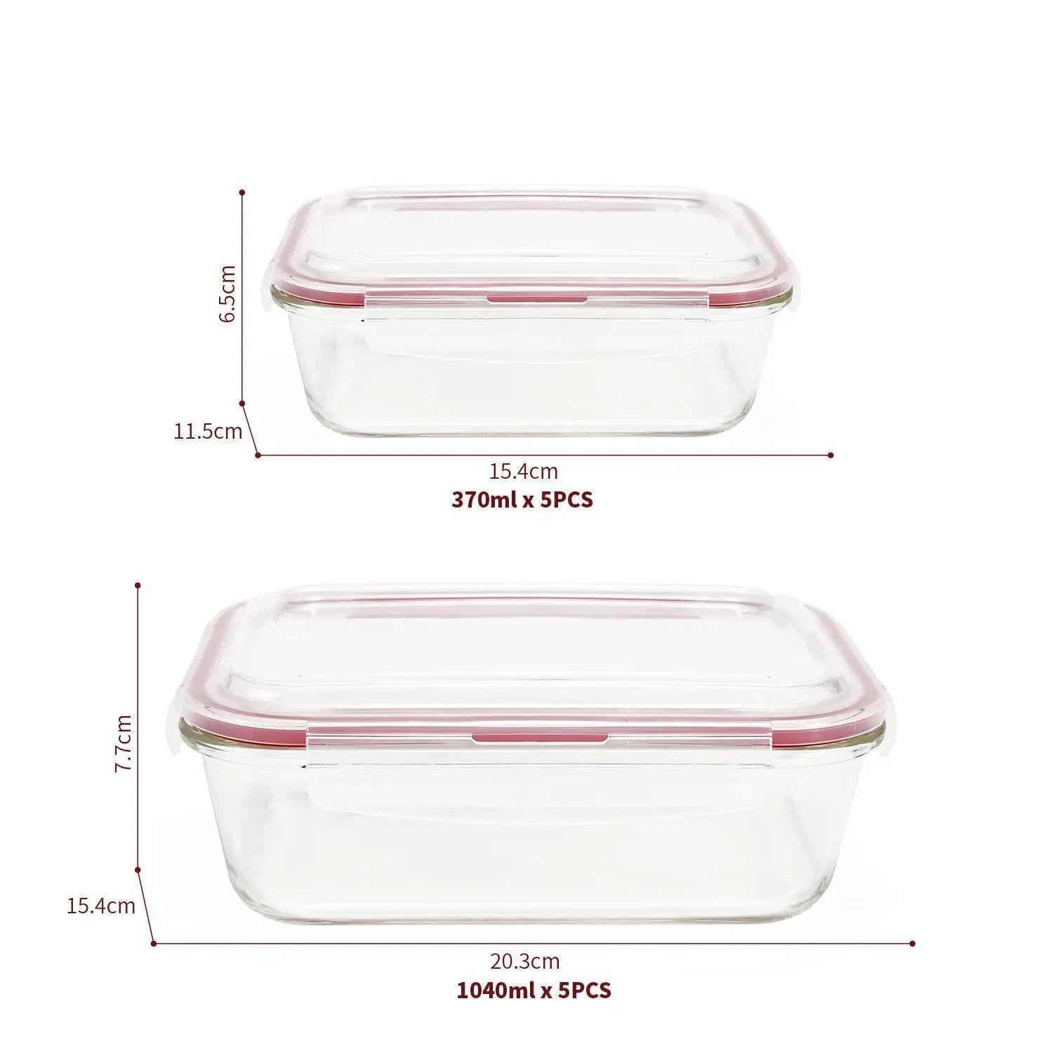 Vinsani Glass Food Storage 10-Pack Containers Rectangle Food Meal Prep Lunch Boxes with Lids Airtight Heat Resistant Leakproof Lid BPA-Free Dishwasher Microwave Oven Freezer Safe by Vinsani