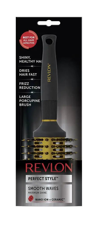 Revlon Ionic Ceramic Smooth Waves Large Round Barrel Blow Dry Hair Brush Nano Anti Bacterial Technology by Revlon