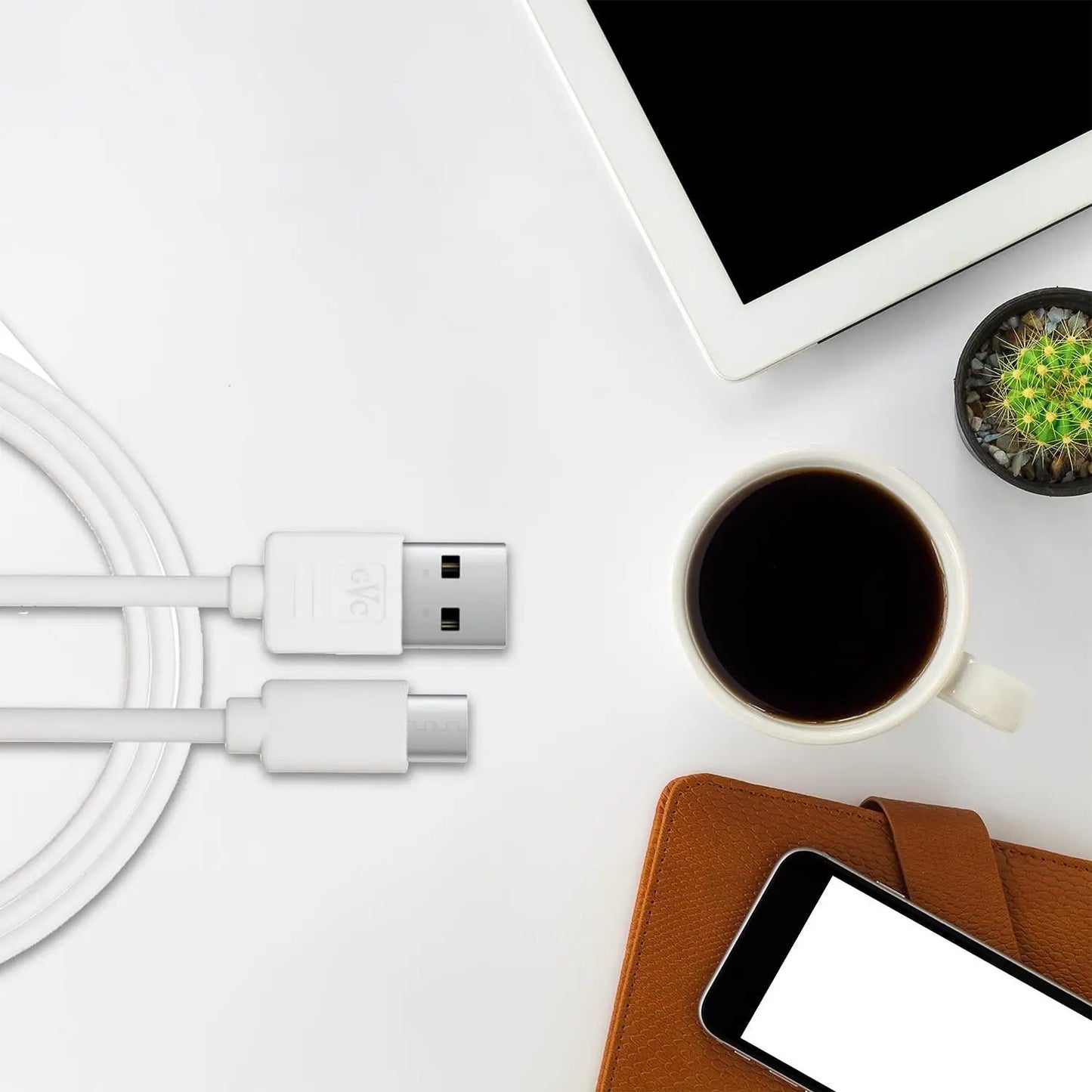 GVC USB to Type C Data Cable for Syncing & Charging, 1 Metre - White by GVC