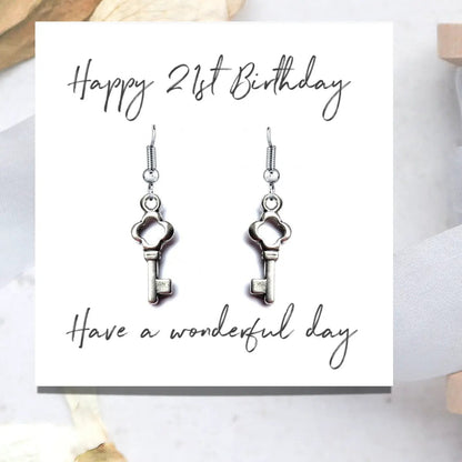 Happy 21st Birthday Earrings & Message Card by Aye Do Gifts