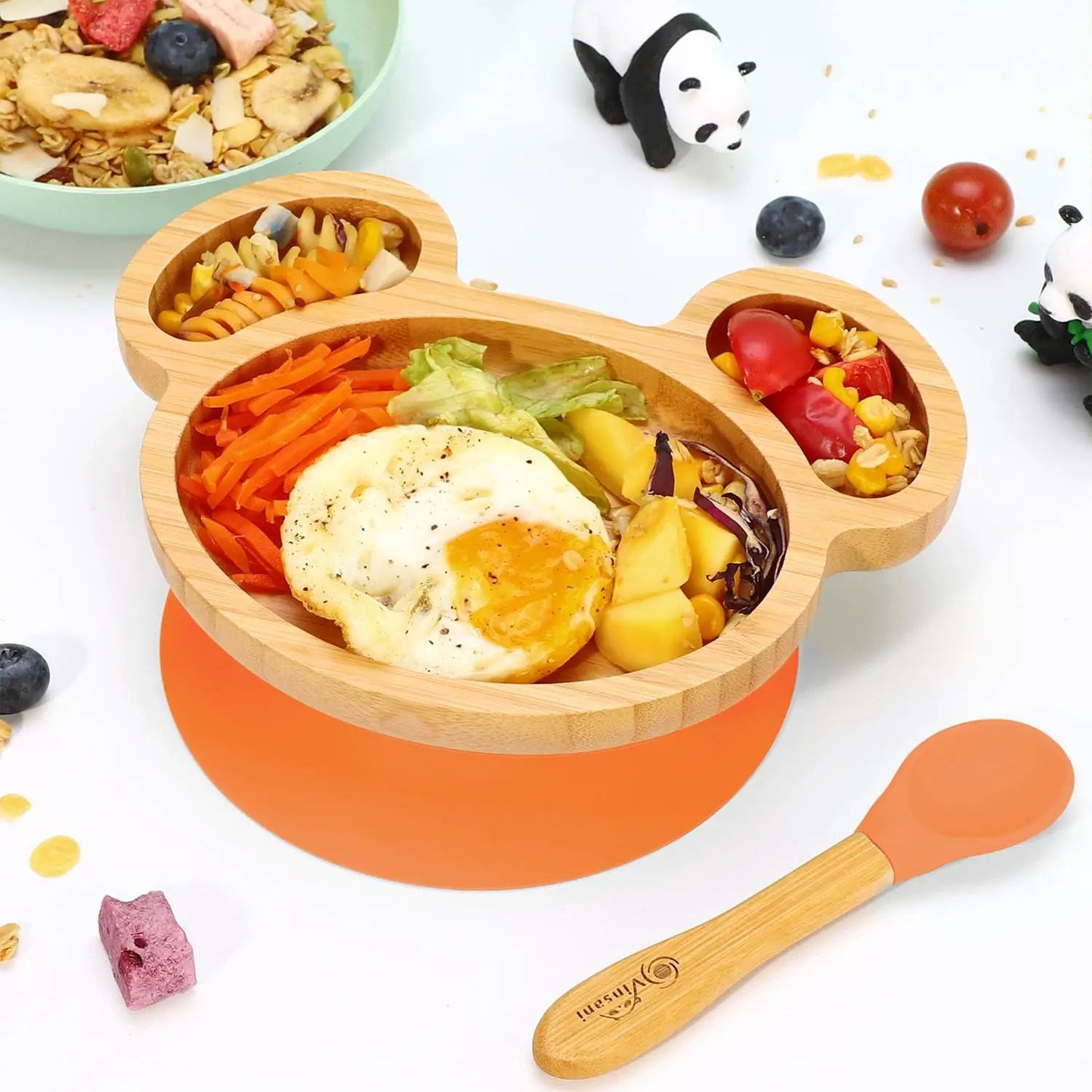 VINSANI MOUSE BAMBOO PLATE & SPOON SET by Vinsani