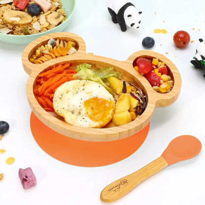VINSANI MOUSE BAMBOO PLATE & SPOON SET by Vinsani