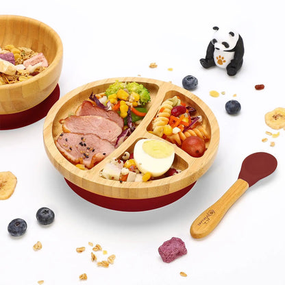 VINSANI BAMBOO BOWL, ROUND PLATE & SPOON SET by Vinsani