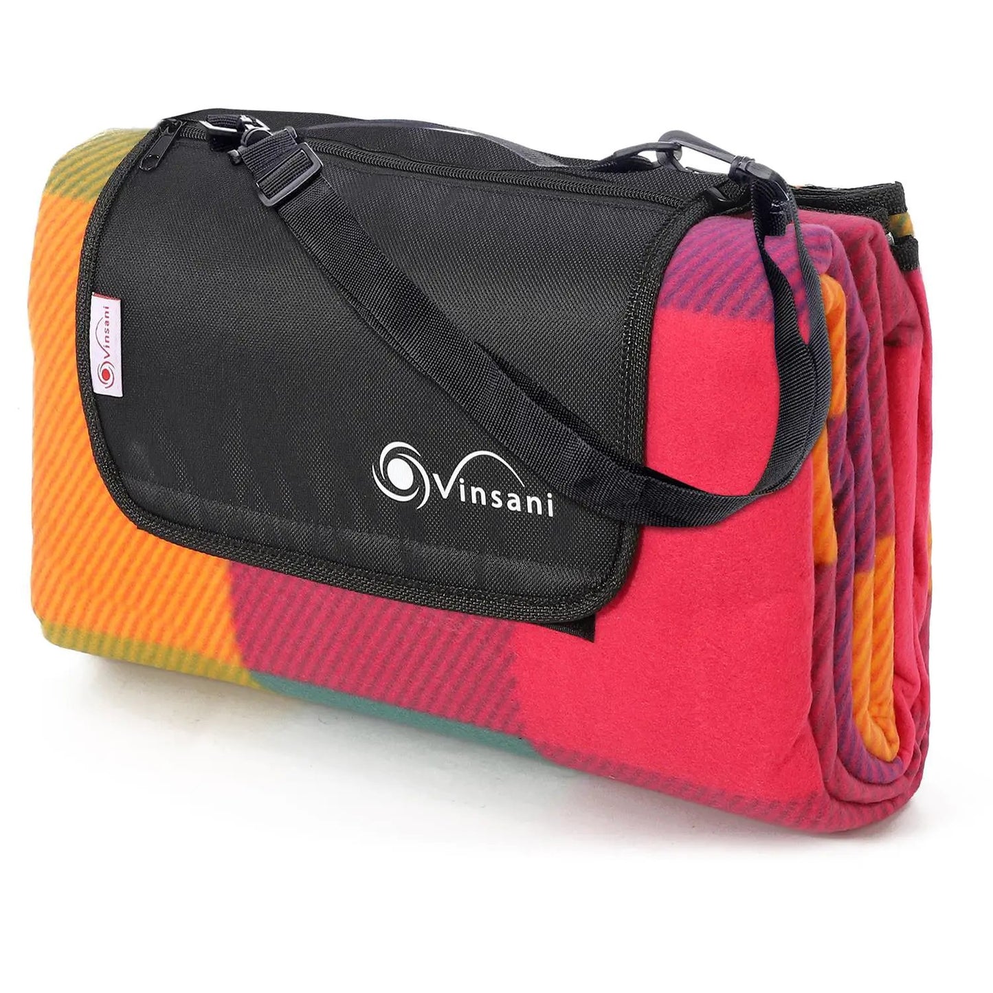 Vinsani 200 x 180cm Folding Picnic Blanket Waterproof & Sandproof Backing - Ideal for Camping & Outdoor Picnic - Rug Mat with Carry Handle by Vinsani