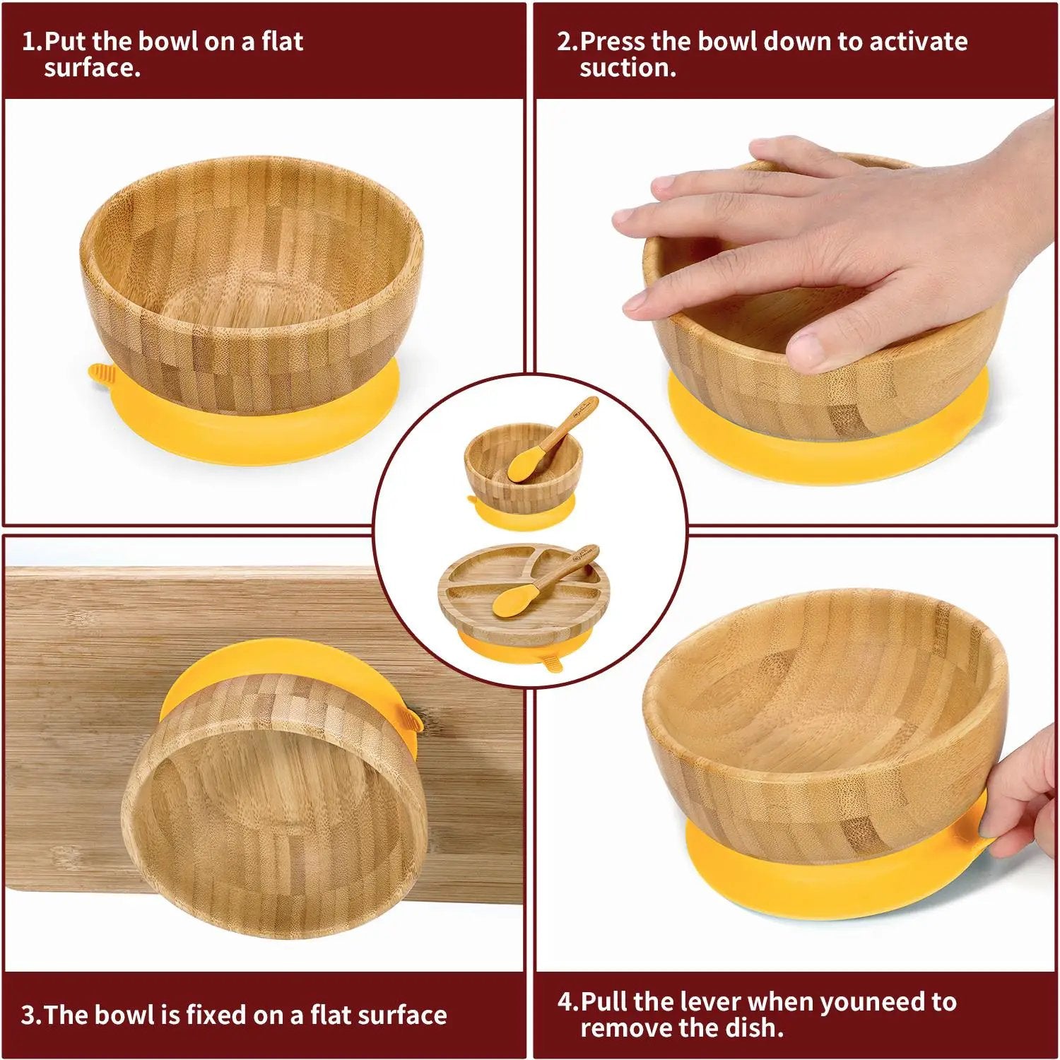 VINSANI BAMBOO BOWL, ROUND PLATE & SPOON SET by Vinsani
