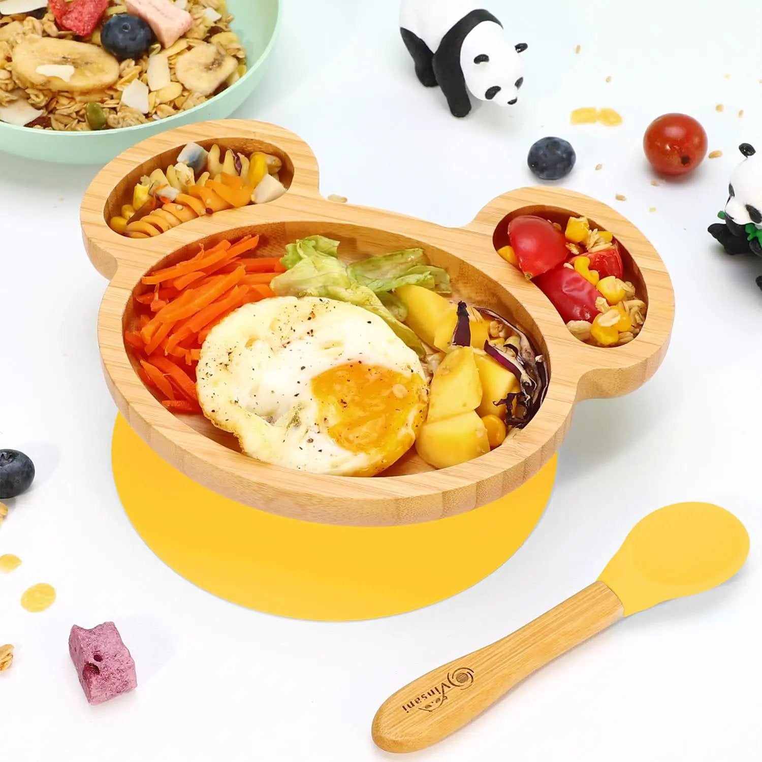VINSANI MOUSE BAMBOO PLATE & SPOON SET by Vinsani