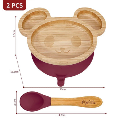 VINSANI MOUSE BAMBOO PLATE & SPOON SET by Vinsani