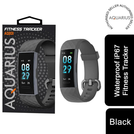 Aquarius IP67 Waterproof Bluetooth Fitness Tracker with Heart Rate Monitor and Step Counter - Black by Aquarius