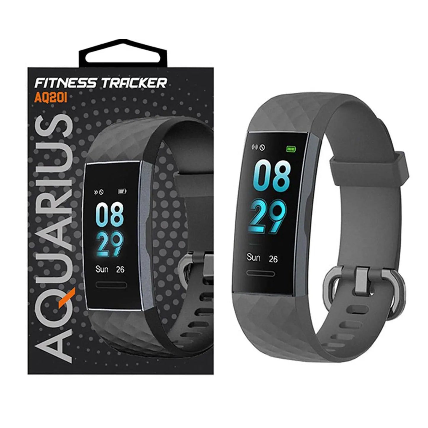Aquarius IP67 Waterproof Bluetooth Fitness Tracker with Heart Rate Monitor and Step Counter - Black by Aquarius