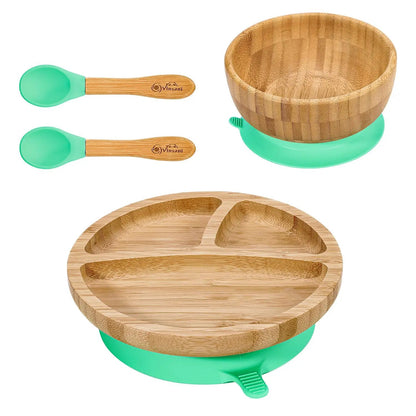 VINSANI BAMBOO BOWL, ROUND PLATE & SPOON SET by Vinsani