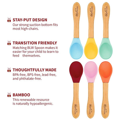 6 Pieces Bamboo and Silicone Spoon Set for Baby/Toddler Weaning by Vinsani