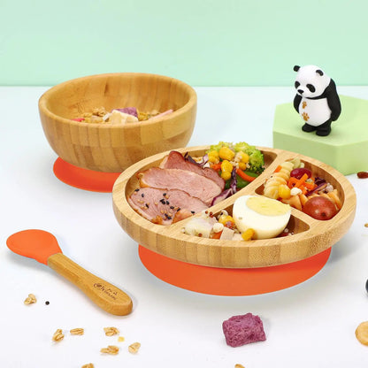 VINSANI BAMBOO BOWL, ROUND PLATE & SPOON SET by Vinsani