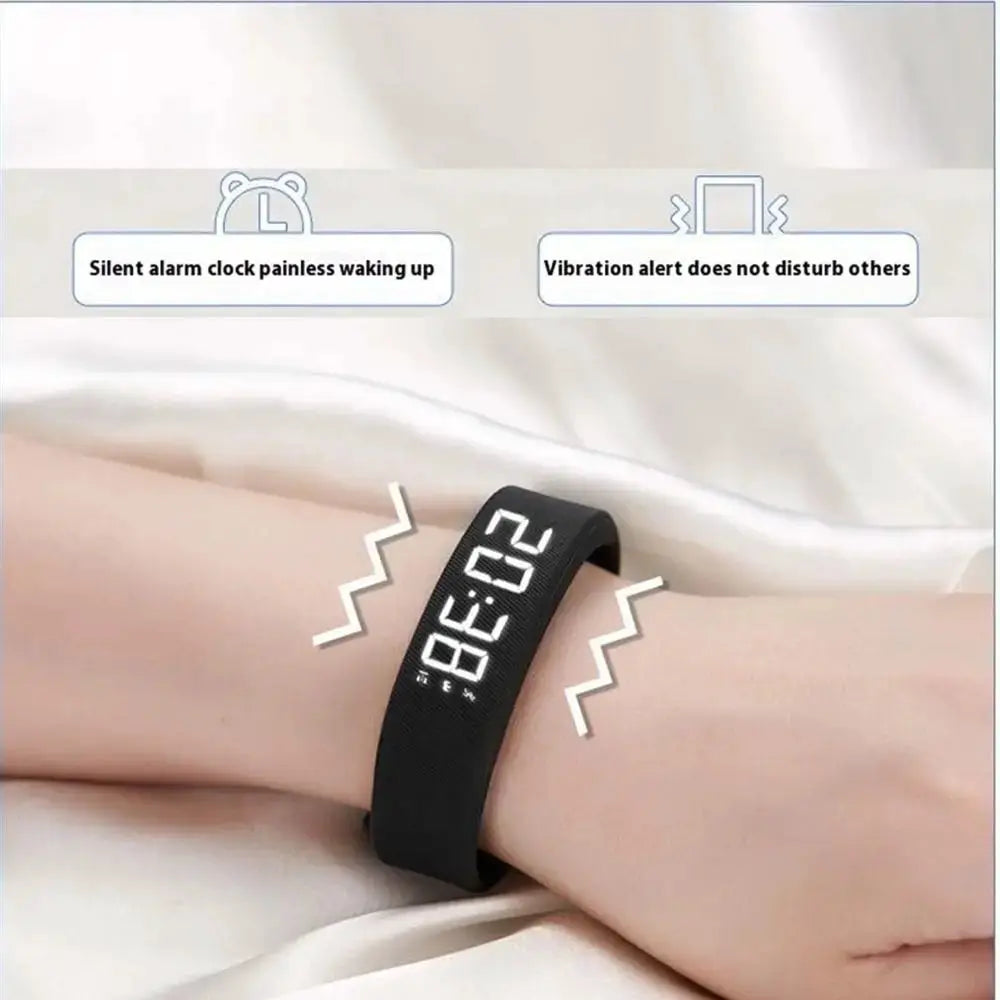 LED Digital Alarm Clock Watch Adjustable Snooze-proof Alarm Bracelet with Running Pedometer Waterproof Vibrating Alarm by All Mart Bristol Ltd