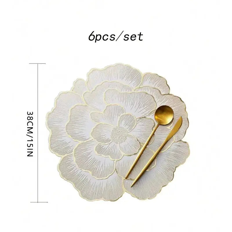 NEW Arrival PVC Flower Placemat Dining Decorative Heat Resistant Table Pad Coasters Home Party Wedding Christmas by All Mart Bristol Ltd