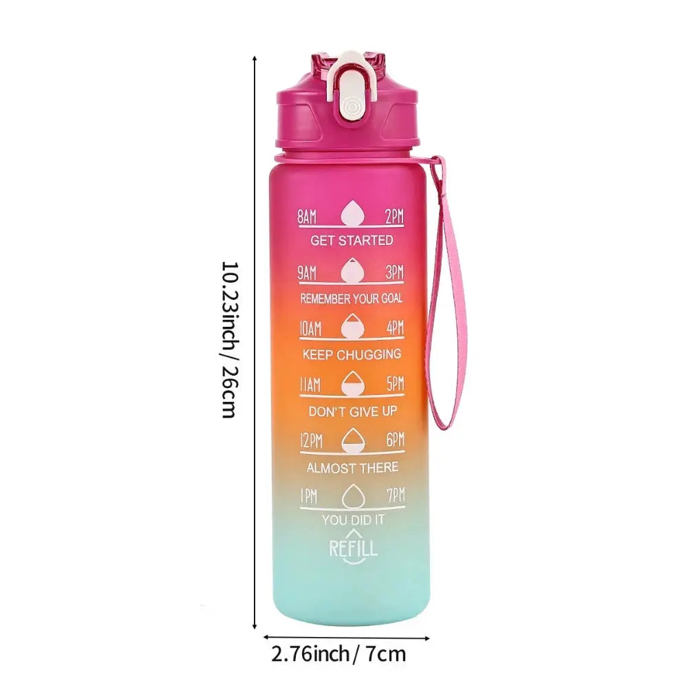 750ML Large Capacity Water Bottle Portable Plastic Clear Drink Bottle with Time Marker Motivational Sports Water Cup by All Mart Bristol Ltd