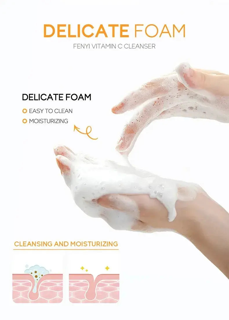 Vitamin C Facial Cleanser Skin Deep Cleansing Moisturizing Blackhead Removal skincare Face Wash Foam Face Cleanser Skin Care by All Mart Bristol Ltd