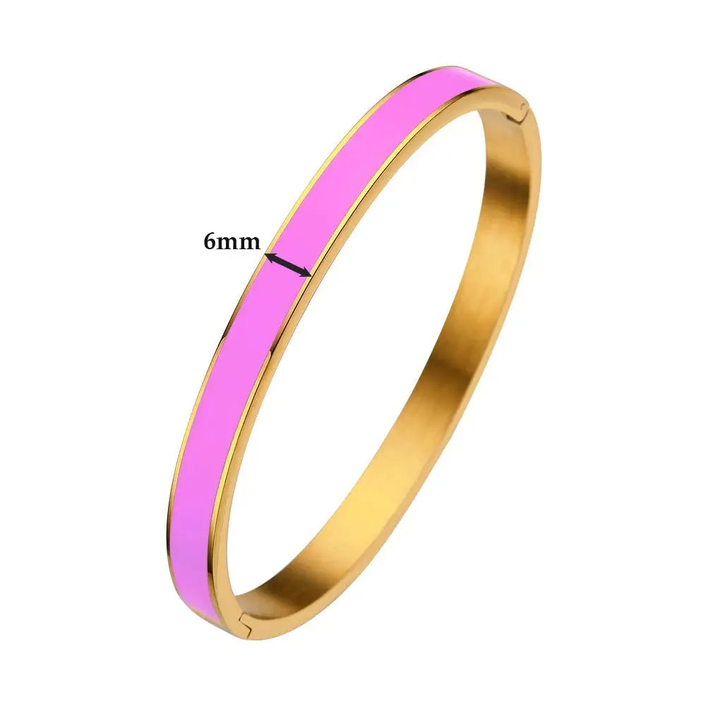 CARLIDANA Luxury Colorful Orange Enamel Bangles Bracelets for Women Party Gift Fashion Bangles Original Stainless Steel Jewelry by All Mart Bristol Ltd