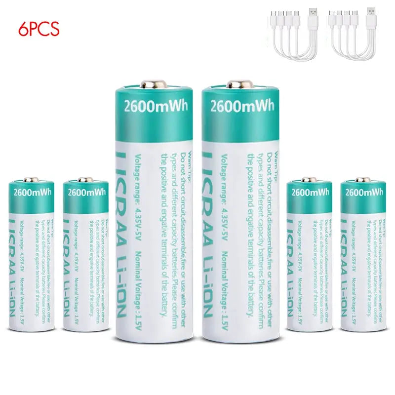 kuugro USB 1.5V 2600mWh AA Rechargeable Battery Type-C Rechargeable aa Lithium Battery for Remote Control Electric Toys Mouse by All Mart Bristol Ltd