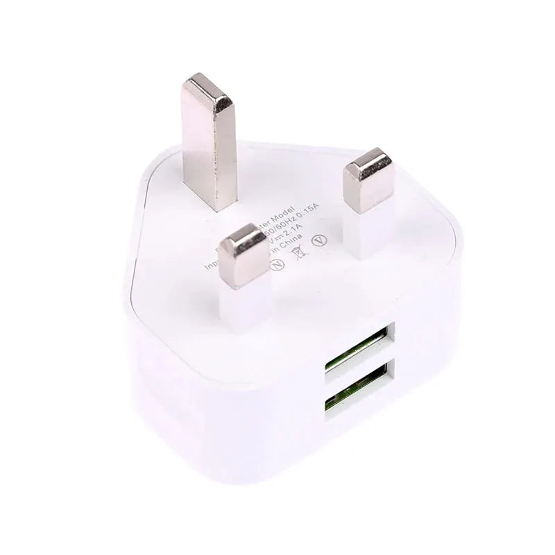 Universal UK Plug 3 Pin Wall Charger Adapter With 1/2 USB Ports Charging For Iphone 11 For Huawei Charging Charger by All Mart Bristol Ltd