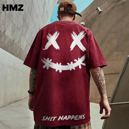 HMZ 2024 T Shirt Streetwear Men Oversized Hip Hop T-Shirt Print Harajuku Tshirt Summer Short Sleeve Cotton Loose Tops Tees Men by All Mart Bristol Ltd