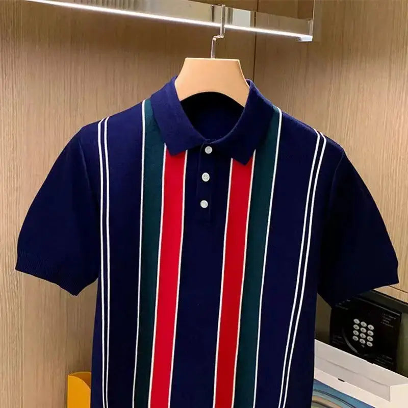 High Quality Summer New Men's Knitting Short Sleeve T-Shirt Men Casual Button Fashion Top Fashion Polo Shirt by All Mart Bristol Ltd