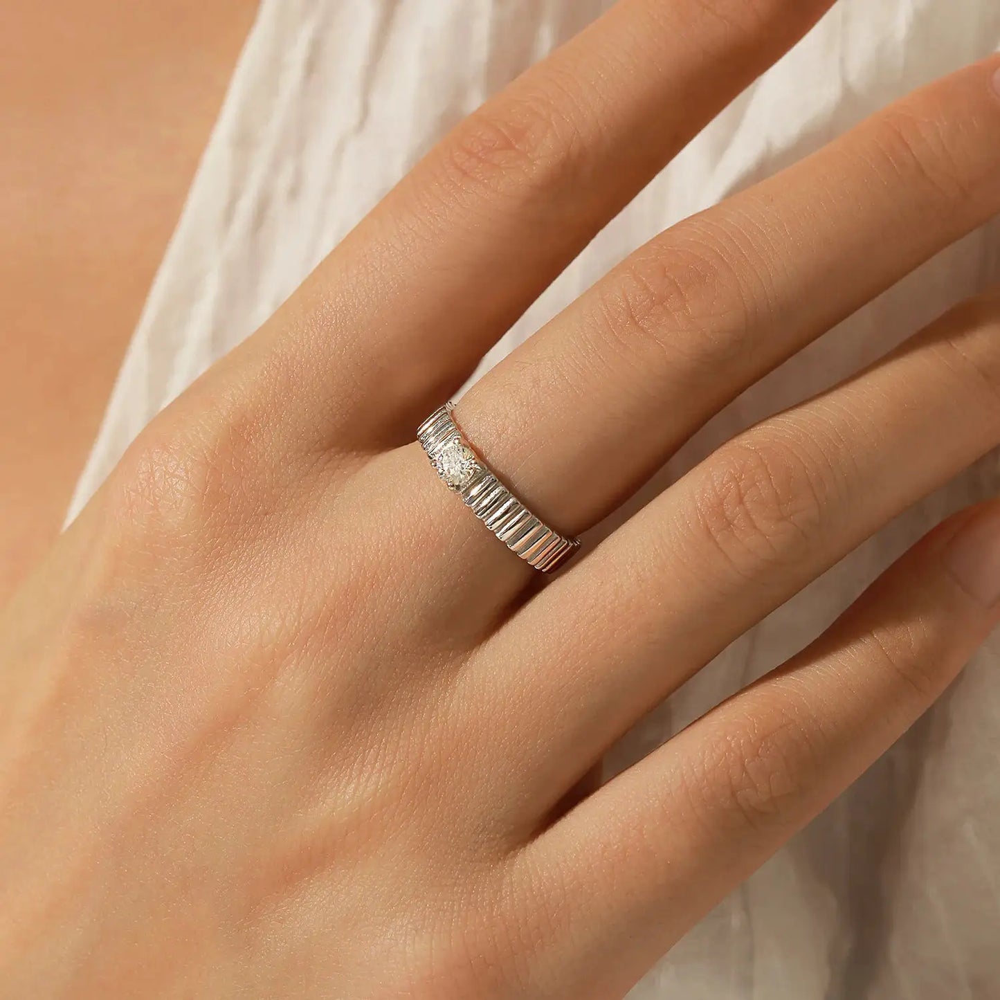 MODIAN D Color Moissanite Ring 925 Sterling Silver Trendy Wide Eternal Stackable Finger Rings For Women Unisex Fine Jewelry by All Mart Bristol Ltd
