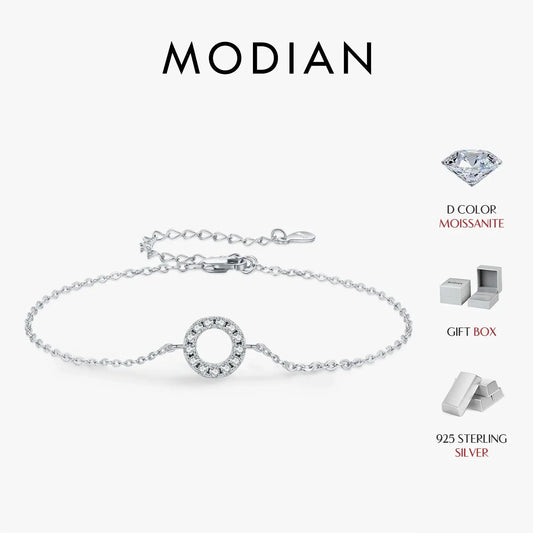 MODIAN D Color Moissanite Bracelet 925 Sterling Silver Fashion Hallow Out Round Link Chain Bracelet For Women Fine Jewelry Gifts by All Mart Bristol Ltd