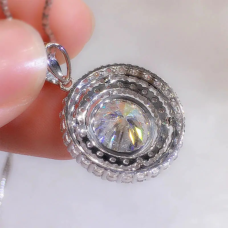 Huitan Gorgeous Bridal Wedding Necklace Mosaic AAA Cubic Zirconia Round Pendant Elegant Women's Neck Accessories Fashion Jewelry by All Mart Bristol Ltd