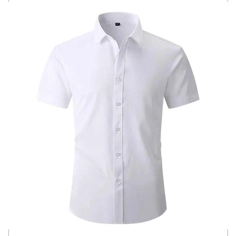 Men's Solid Short Sleeve Shirts Casual Button-Down White Black Shirt USA Size S-XL by All Mart Bristol Ltd