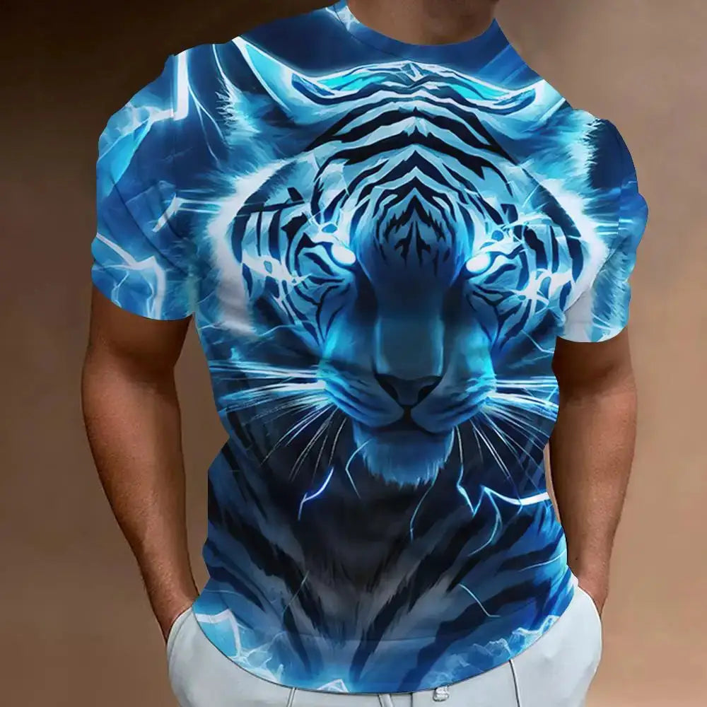 New Tiger Men's T-shirt 3D Printing Animal Pattern Short Sleeve Men's Apparel Summer Fashion T-shirt Fashion Round Neck Top by All Mart Bristol Ltd