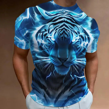 New Tiger Men's T-shirt 3D Printing Animal Pattern Short Sleeve Men's Apparel Summer Fashion T-shirt Fashion Round Neck Top by All Mart Bristol Ltd