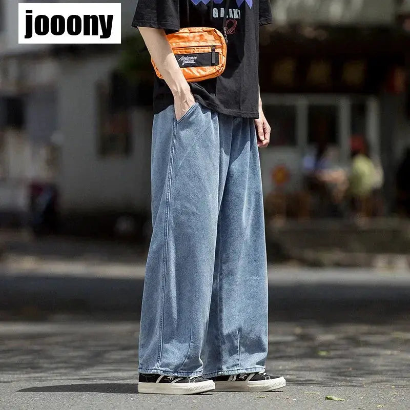 Men's Jeans Hip Hop Streetwear Skateboard Neutral Denim Trousers Men Jeans Wide Leg Denim Cargo Jean Pants Loose Straight Baggy by All Mart Bristol Ltd